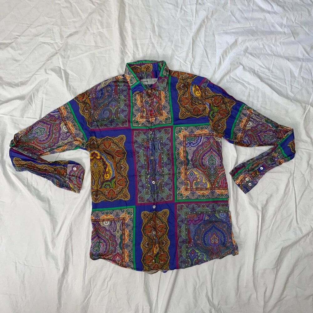 Vintage Women's Italian Colorful Button Down Shirt - Etro